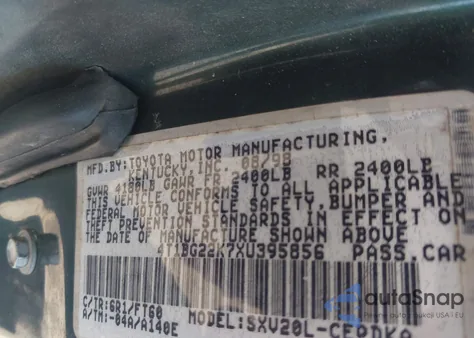 1999 Toyota Camry Ce from USA, damaged, VIN 4T1BG22K7XU395856